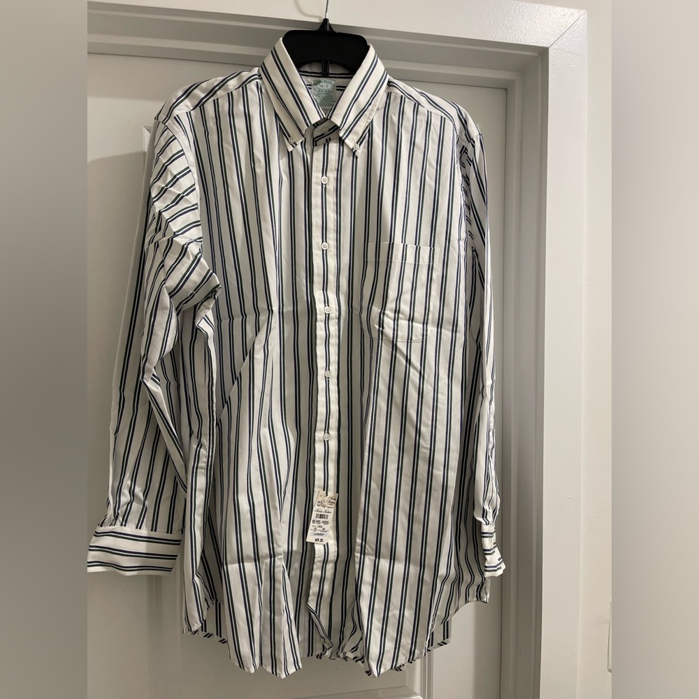 NWT Vintage Brooks Brothers Dress Shirt 1990’s Size 16 - 33 Striped Oxford NOS